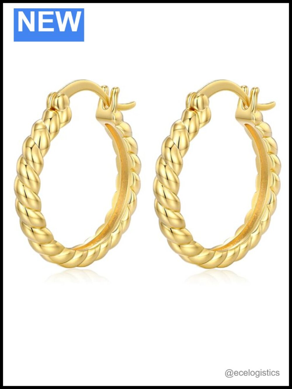 14K Gold Plated Twisted Hoop Earrings Women Thick Large Lightweight 25MM